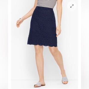 NWT Talbots Eyelet Canvas Skirt - Navy Blue - Size 14